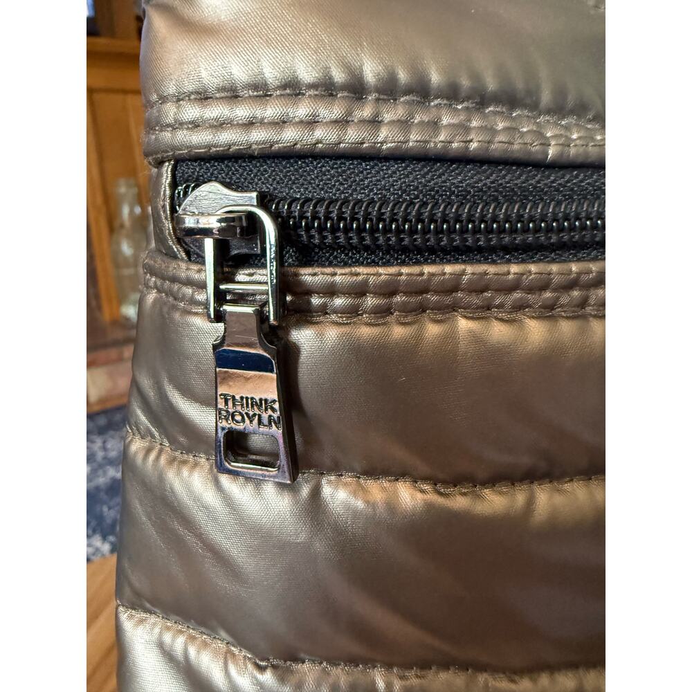 THINK ROYLN "U" Messenger Monterey Pearl Cognac Quilted Puffy Shoulder Bag - Picture 6 of 6
